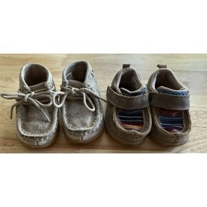 2 Pairs Of Twisted X Infant Baby Size 3 M Dusty Tan Chukka & Colorful Moccasins